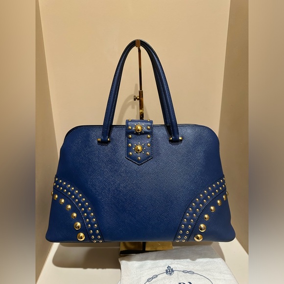 Prada Studded Saffiano Turn Lock Tote - Picture 10 of 16